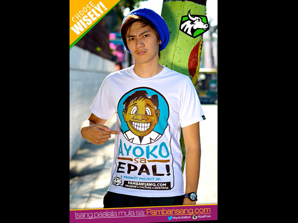 Proudly Filipino, an anti-epal T-shirt is worn by this brave young man. CONTRIBUTED PHOTO/pambansang.com
