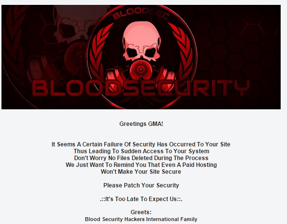 GMA-7 Co-op website hacked Blood Security International