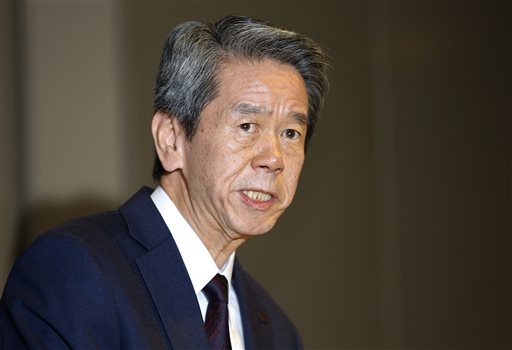 Toshiba Corp. CEO Hisao Tanaka speaks during a press conference to announce his resignation at the company's headquarters in Tokyo, Tuesday, July 21, 2015. AP