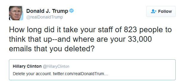 SCREENGRAB FROM TRUMP'S TWITTER ACCOUNT