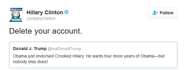 SCREENGRAB FROM CLINTON'S TWITTER ACCOUNT