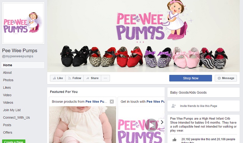 Screegrab of PeeWeePumps' Facebook page