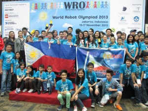 The 112-member Philippine Robotics Team at the 2013 World Robotics Olympiad. Dr. Yanga's College Inc. once again finished in the top three with silver medals in the elementary and high school categories. Grace Christian College high school team won bronze in the high school team.