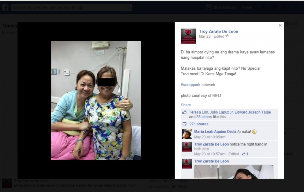 Janet Napoles Smiling on hospital