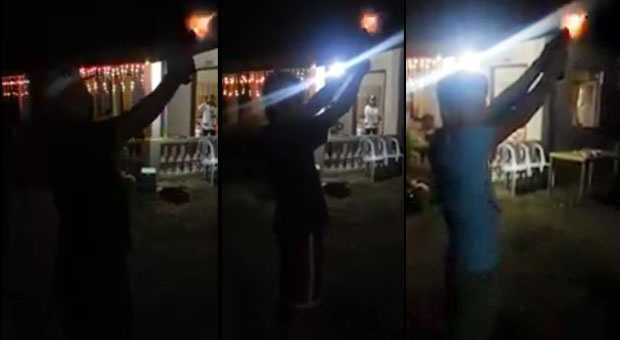 Screengrabs from a video made public on Facebook show three men firing guns during the New Year's Day revelry.
