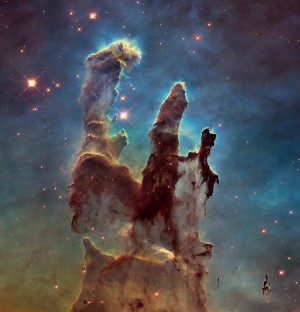 This image made by the NASA/ESA Hubble Space Telescope shows the Eagle Nebula's "Pillars of Creation." The Hubble Space Telescope, one of NASA'S crowning glories, marks its 25th anniversary on Friday, April 24, 2015. With more than 1 million observations, including those of the farthest and oldest galaxies ever beholden by humanity, no man-made satellite has touched as many minds or hearts as Hubble.   (NASA, ESA/Hubble, Hubble Heritage Team via AP)