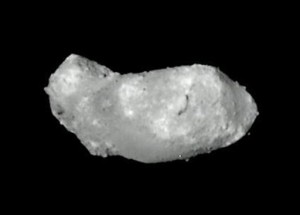 This Monday, Sept. 12, 2005 photo provided by Japan Aerospace Exploration Agency shows an asteroid named Itokawa photographed by the Hayabusa probe. On Wednesday, March 25, 2015, NASA announced it is aiming to launch a rocket to an asteroid in five years and grab a boulder off of it - a stepping stone and training mission for an eventual trip sending humans to Mars. Itokawa, 2008 EV5 and Bennu are the candidates for the mission. AP
