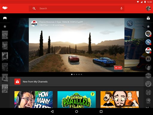 This photo provided by YouTube shows YouTube Gaming, a new app and site specifically aimed at gamers launching this summer. YouTube announced the new app and site Friday, June 12, 2015, ahead of 2015 Electronic Entertainment Expo. The expo runs June 16-18, 2015, in Los Angeles. AP