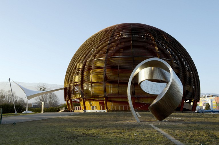 A photo taken on Feb. 10, 2015, shows the Globe of Science and Innovation at the European Organization for Nuclear Research (CERN) in Meyrin, near Geneva. AFP