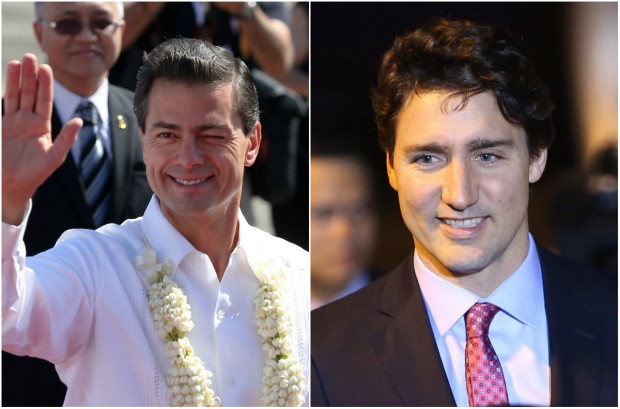 Mexican President Enrique Peña Nieto and Canadian Prime Minister Justin Trudeau. Lyn Rillon/INQUIRER Read more: http://globalnation.inquirer.net/131463/look-apechotties-enrique-nieto-justin-trudeau-in-one-photo#ixzz3rreeilsa Follow us: @inquirerdotnet on Twitter | inquirerdotnet on Facebook 