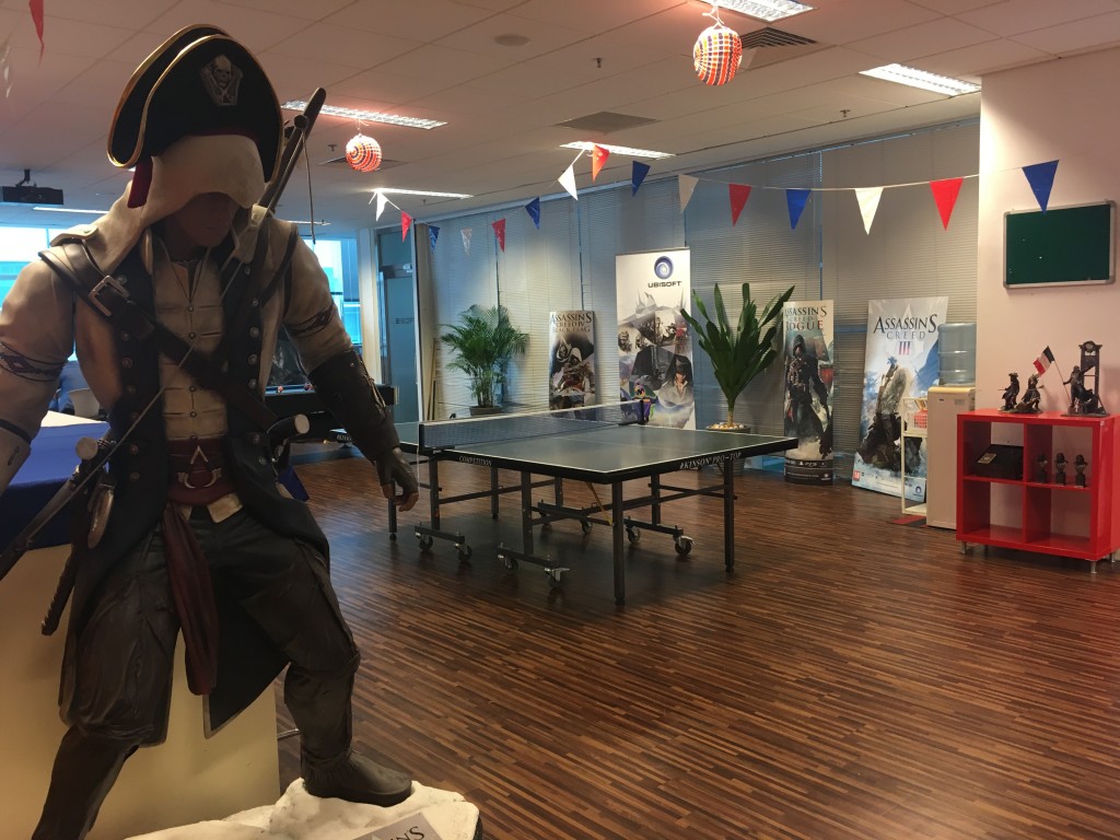 Ubisoft Singapore employees can play pingpong and billiards in the pantry area