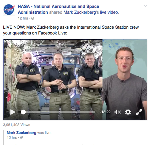 Screenshot from NASA Facebook page