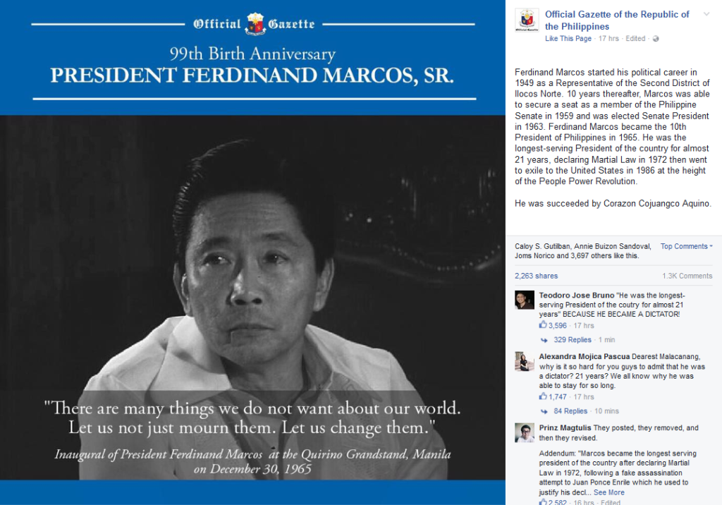 SCREENGRAB FROM THE OFFICIAL GAZETTE'S FACEBOOK ACCOUNT