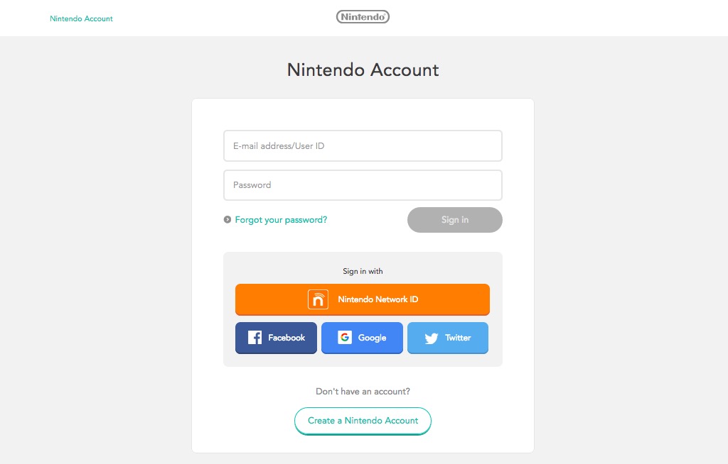 Nintendo Account Registration