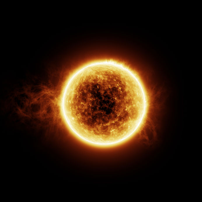 37934641 - burning sun on a black background with sun flares