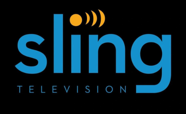 Sling TV logo against a background of a television screen.