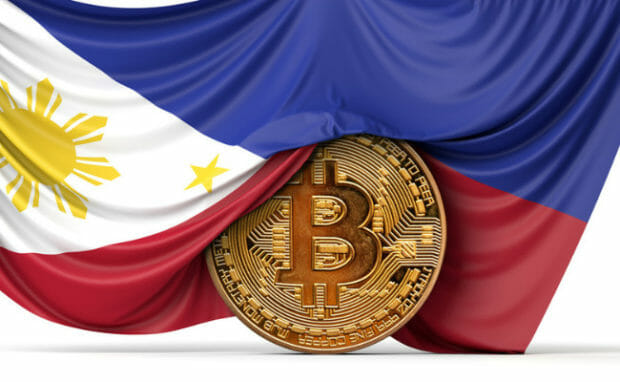 This is a bitcoin under a Philippine flag.