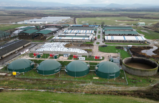 Biogas plant producing electricity from organic waste is seen on Spreca farm in Kalesija