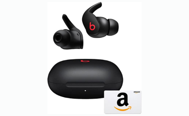 Image of the Beats Fit Pro wireless earbuds with a visual representation of the $25 Amazon Gift Card.