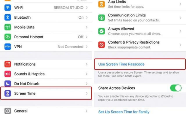 This shows how to lock iPhone apps via Screen Time.