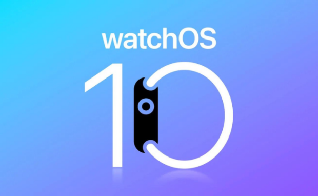 watchOS 10 logo with Apple Watch.