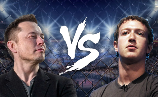 Illustration depicting Elon Musk and Mark Zuckerberg, representing their rivalry and the timeline of their competition.