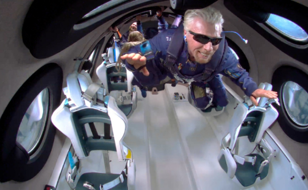 This is Virgin Galactic CEO Richard Branson testing his space jet.