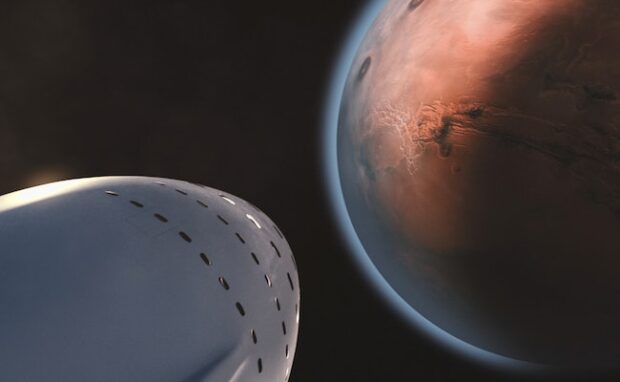 This is a spacecraft about to colonize Mars.