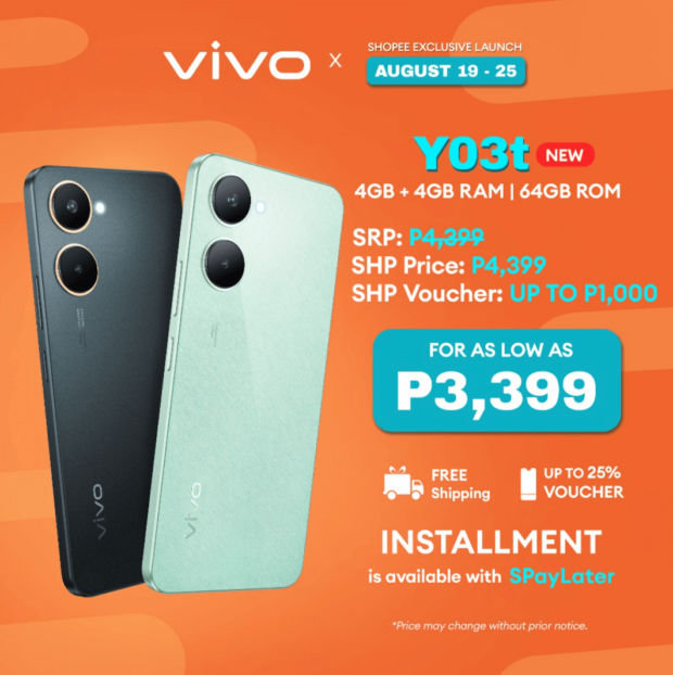 vivo Y03t exclusively launches on Shopee for as low as Php 3,399