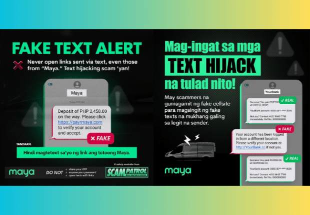 Ito ay kumakatawan sa Maya text scam.