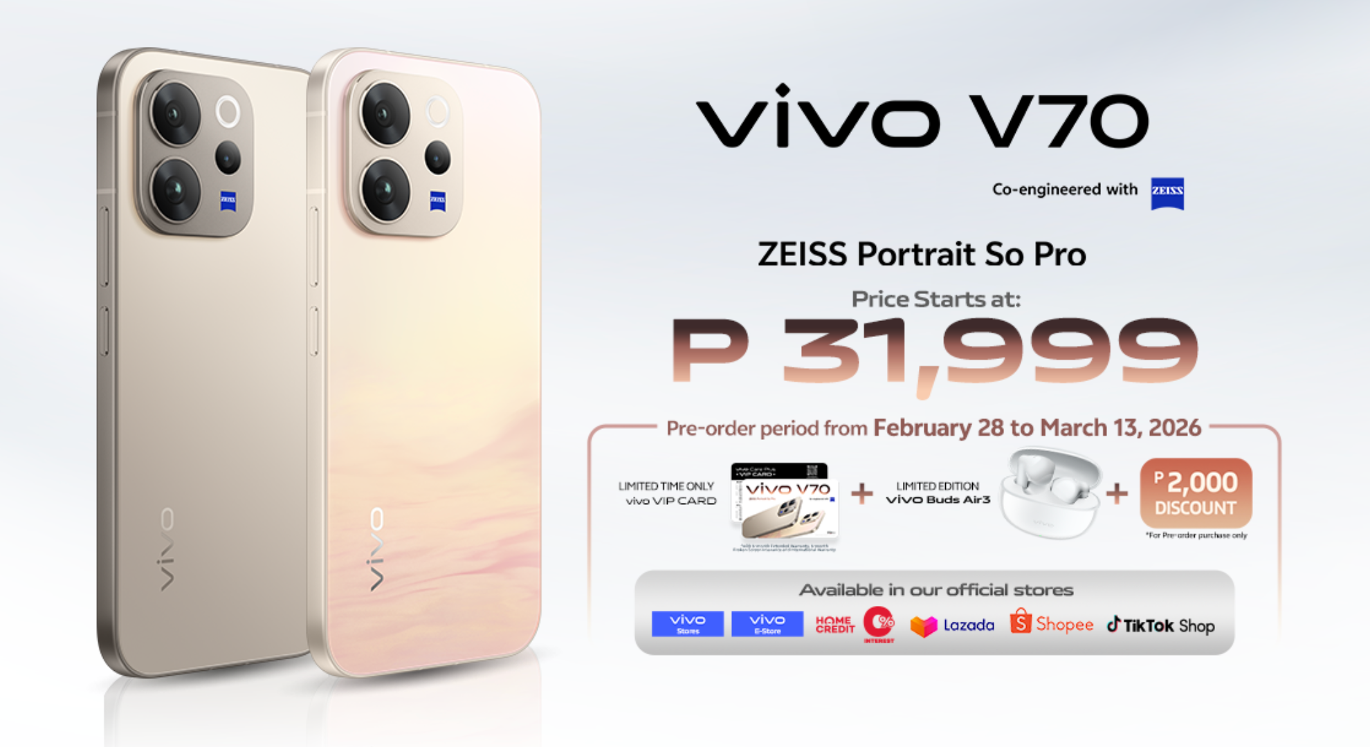 Pre-order vivo V70, get Php 2k off and more