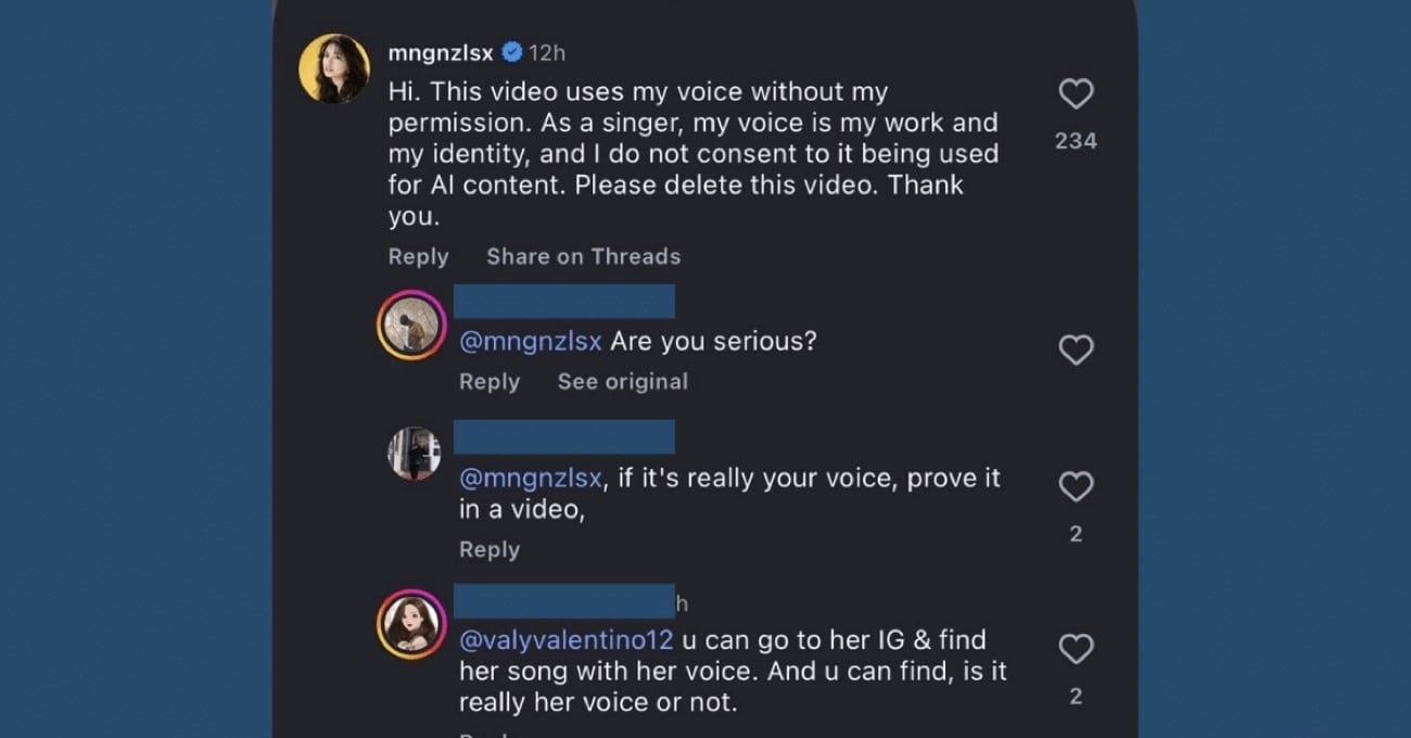 Mona Gonzales discovers her voice stolen by AI influencers