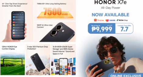 HONOR X7e launches on Shopee, Lazada, and TikTok Shop this 7.7 Mega Rainy Season Sale